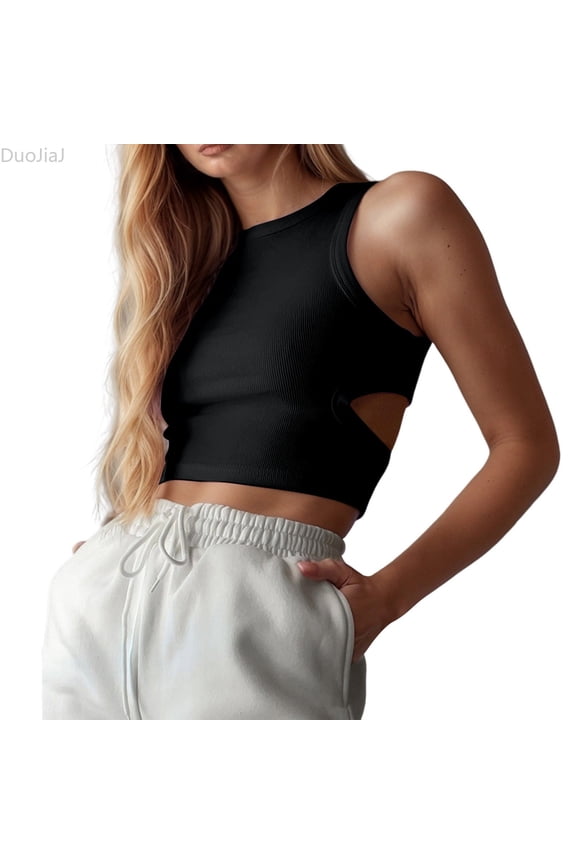 Stylish Women's Tanks And For Everyday And Casual Wear Sleeveless Hollow Out Design For Summer With Jeans And Sports Pants Women Cropped Tank Tops Black XS