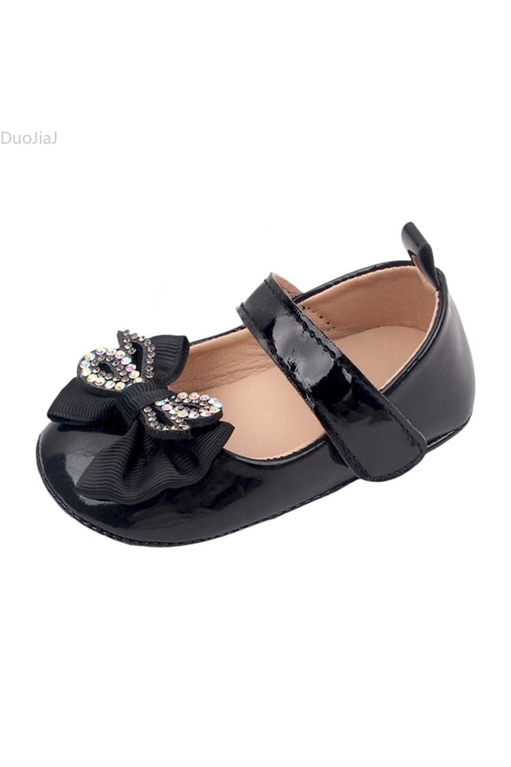 Summer Children Toddler Shoes Girls Sports Flat Bottom Lightweight Shiny Rhinestone Ribbon Bow Solid Color Hook Loop Baby Girl Sneakers Size 4,Black