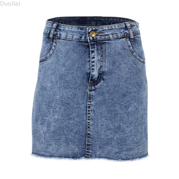 DuoJiaJ Summer Denim Skirt For Women Hem Bodycon Mini Jean Skirt Elegant & Casual Wear Denim Skirts Women Blue M