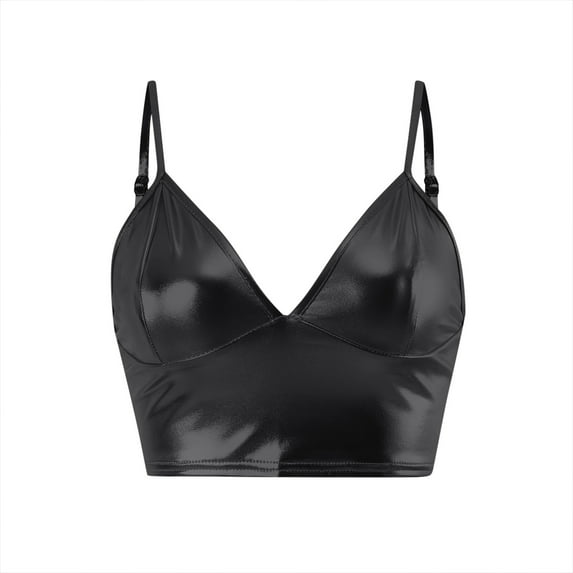 DuoJiaJ Suspenders Solid Color PU Fabric Corset Solid Color Bandeau Small Vest Women Loose Fit Tank Tops Women