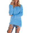 thumbnail image 1 of DuoJiaJ Sweater For Womens Lightweight Soft Long Sleeve Crewneck Pullovers Sweater Loose Fuzzy Sweater Crewneck Sweater Women Blue L, 1 of 5