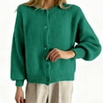 thumbnail image 1 of DuoJiaJ Sweaters for Women Cardigan Fall Light Sweater Tops Button Down Crewneck Long Sleeve Cozy Sweater Green S, 1 of 4