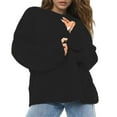 thumbnail image 1 of DuoJiaJ Sweaters for Women Crewneck Pullover Oversized Drop Shoulder Sweater Long Sleeve Classic Casual Cozy Tops Black L, 1 of 3