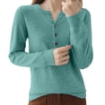 thumbnail image 1 of DuoJiaJ Sweaters for Women Fall Pullover Lightweight Crewneck Button Down Long Sleeve Sweater Tops for Women Fashion Sweater Green XL, 1 of 2