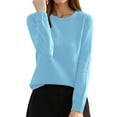 thumbnail image 1 of DuoJiaJ Sweaters for Women Fall Pullover Lightweight Long Sleeve Crewneck Cozy Knit Blouses Light Sweaters for Women Blue XL, 1 of 3
