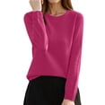 thumbnail image 1 of DuoJiaJ Sweaters for Women Fall Pullover Lightweight Long Sleeve Crewneck Cozy Knit Blouses Light Sweaters for Women Pink L, 1 of 3