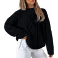 thumbnail image 1 of DuoJiaJ Sweaters for Women Pullover Cable Knit Crewneck Long Sleeve Oversized Winter Clothes Loose Trendy Tops Black XS, 1 of 3