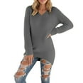 thumbnail image 1 of DuoJiaJ Sweaters for Women Pullover V Neck Lightweight Oversized Fuzzy Sweater Tops Long Sleeve Loose Cozy Fall Clothes Gray XXL, 1 of 5