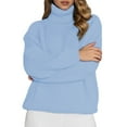 thumbnail image 1 of DuoJiaJ Sweaters for Women Turtleneck Ribbed Knit Oversized Pullover Sweater Cozy Long Sleeve Wniter Clothes Blue L, 1 of 3