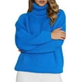 thumbnail image 1 of DuoJiaJ Sweaters for Women Turtleneck Ribbed Knit Oversized Pullover Sweater Cozy Long Sleeve Wniter Clothes Blue S, 1 of 3