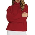 thumbnail image 1 of DuoJiaJ Sweaters for Women Turtleneck Ribbed Knit Oversized Pullover Sweater Cozy Long Sleeve Wniter Clothes Red XXXL, 1 of 3