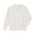 thumbnail image 1 of DuoJiaJ Sweaters for Women V Neck Pullover Tops Fall Lightweight Causal Trendy Light Sweater White L, 1 of 2