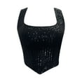 thumbnail image 1 of DuoJiaJ Tank Top Sequined Hottie Short Top With Padded Chest Cotton Tank Tops for Women, 1 of 5