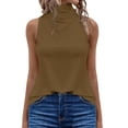 thumbnail image 1 of DuoJiaJ Tank Tops For Women High Neck Summer Tops Casual Pleated Sleeveless Shirts Women’s Casual Tops Brown, 1 of 5