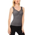 thumbnail image 1 of DuoJiaJ Thermal Shirts For Women With Built In Bra V Neck Tops Sleeveless Vest Lined Underwear Thermal Tank Tops Winter Top Warm Underwear For Women Gray XXXXL, 1 of 4