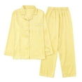 thumbnail image 1 of DuoJiaJ Thin Long Sleeve Suit Spring And Autumn Ice Silk High Sense Ink Painting Leisure Home Clothing Plus Size Satin Pajamas Women Yellow, 1 of 5