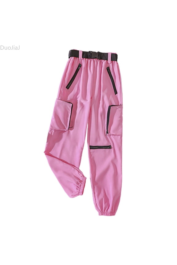 Toddler Girl Pink Print Loose Pants Casual Pants For Children Fall Winter Clothes Little Girl Cargo Pants Size 3-4 Years,Red