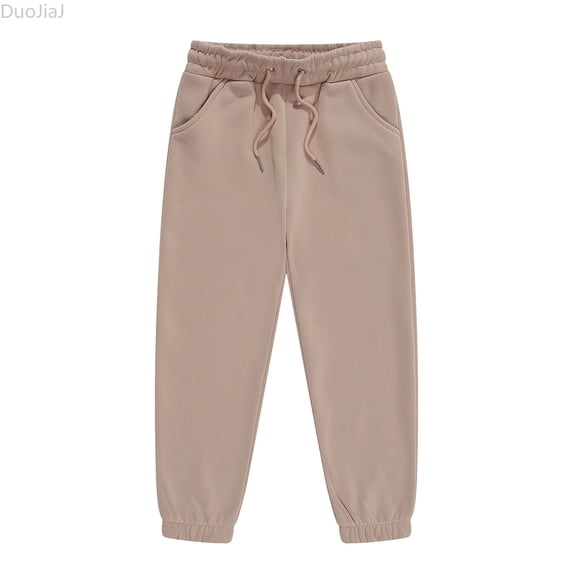 DuoJiaJ Toddler Girls Boys Sweatpants Kids Casual Athletic Pull-On Cotton Jogger Pants with Drawstring for Boys Girls Size 2-3 Years,Beige