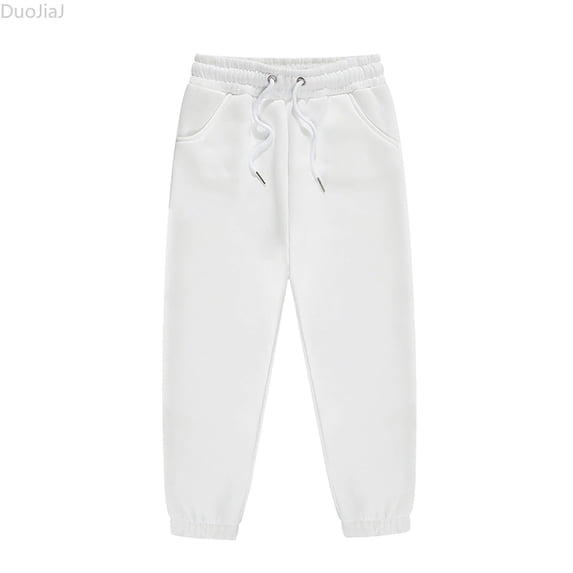 DuoJiaJ Toddler Girls Boys Sweatpants Kids Casual Athletic Pull-On Cotton Jogger Pants with Drawstring for Boys Girls Size 3-4 Years,White