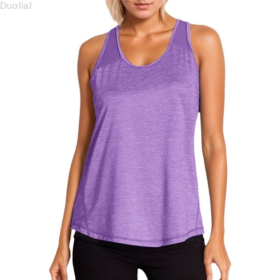 DuoJiaJ Tops Racerback Yoga Shirts Tank Mesh Workout Clothes Women Women's Blouse Women Workout Tank Tops Purple M