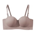 thumbnail image 1 of DuoJiaJ Trending Women's Bra Soft Strapless Demi Cup Wireless Comfort Lingerie For All Seasons Perfect For Tops And Dresses Push Up Bras Brown, 1 of 5