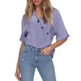 thumbnail image 1 of DuoJiaJ Trendy Women's Shirts For Casual Wear Versatile Regular Fit For Spring Summer And Fall Ideal With Jeans Women's Button Down Shirts Purple XL, 1 of 4