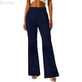 thumbnail image 1 of DuoJiaJ Trousers High Waist Straight Leg Casual Business Pants For Work Comfortable Stretch Fabric Classic Versatile Bottoms Women's Lounge Pants Blue XL, 1 of 5