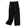 thumbnail image 1 of DuoJiaJ Trousers High Waisted Nine Point Loose Inset Super Hot Pants Women's Casual Pants Women's Wide Leg Pants Black L, 1 of 3
