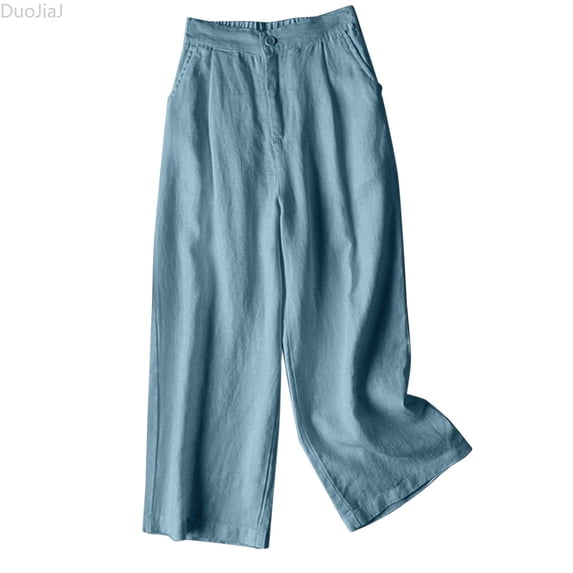 DuoJiaJ Trousers High Waisted Nine Point Loose Inset Super Hot Pants Women's Casual Pants Women's Wide Leg Pants Blue XXL
