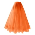 thumbnail image 1 of DuoJiaJ Tulle Skirts for Women Knee Length Pleated Mesh Skirt Plus Size A-Line High Waist Skirts,Orange M, 1 of 2