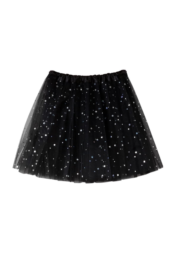Tulle Skirts for Women Pleated Mini Dancing Short Tutu Vintage Princess Puffy Skirt,Black One Size