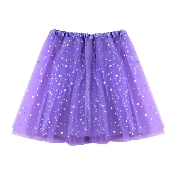 DuoJiaJ Tulle Skirts for Women Pleated Mini Dancing Short Tutu Vintage Princess Puffy Skirt,Purple One Size
