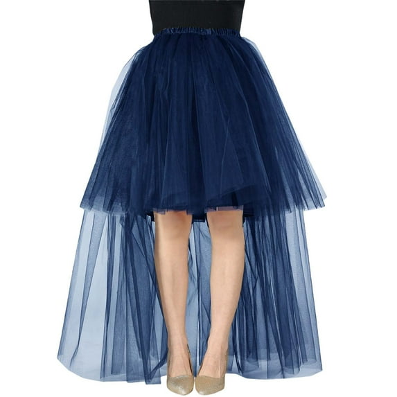 DuoJiaJ Tutu Skirts for Women A-Line Layered Knee Length Skirt Casual Midi Skirt,Blue One Size