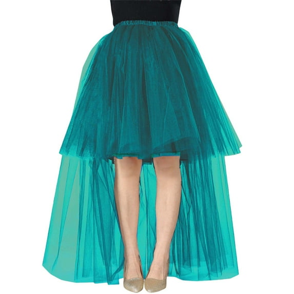 DuoJiaJ Tutu Skirts for Women A-Line Layered Knee Length Skirt Casual Midi Skirt,Green One Size