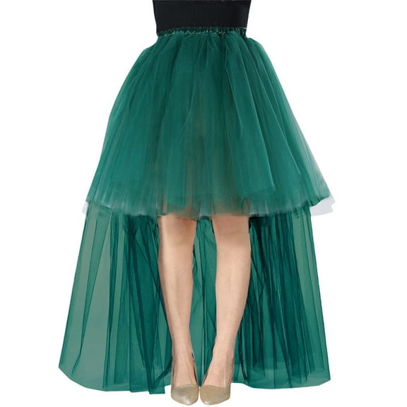 DuoJiaJ Tutu Skirts for Women A-Line Layered Knee Length Skirt Casual Midi Skirt,Green One Size
