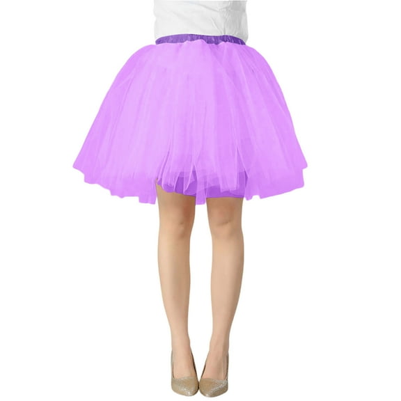 DuoJiaJ Tutu Skirts for Women A-Line Layered Knee Length Skirts Casual Vintage Princess Puffy Skirt,Purple S