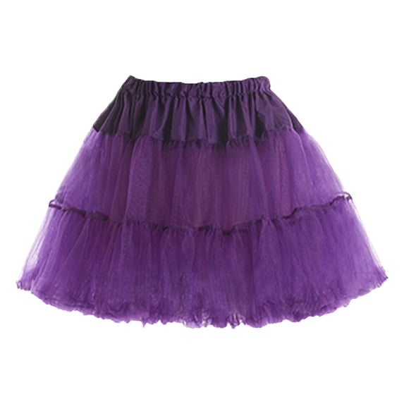 DuoJiaJ Tutu Skirts for Women A-Line Layered Mini Skirts Ealstic Adult Party Puffy Skirt,Purple One Size