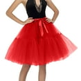 thumbnail image 1 of DuoJiaJ Tutu Skirts for Women Knee Length Layered Skirts Adult Dancing Skirt Vintage Princess Puffy Skirt,Red One Size, 1 of 3