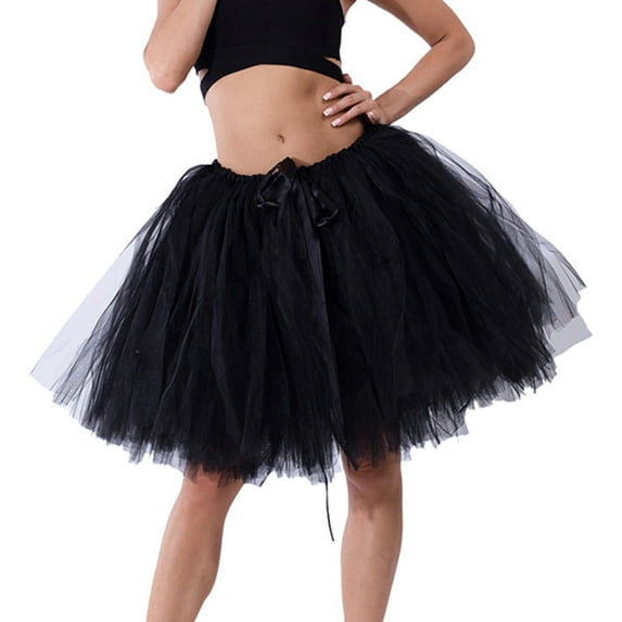 DuoJiaJ Tutu Skirts for Women Layered Adult Elastic Ballet Skirt Classic Vintage Princess Puffy Skirt,Black One Size