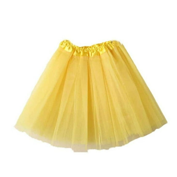 DuoJiaJ Tutu Skirts for Women Layered Ballet Adult Mini Skirt Vintage Puffy Dancing Skirt,Yellow One Size