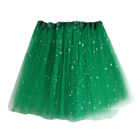 DuoJiaJ Tutu Skirts for Women Layered Pleated Adult Dancing Skirt,Green One Size