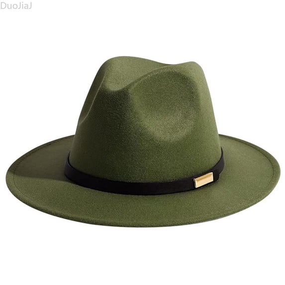 DuoJiaJ Unisex Classic Jazz Fedora, French Style Wool Hat for Retro Outfits Green One Size