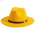 thumbnail image 1 of DuoJiaJ Unisex Classic Jazz Fedora, French Style Wool Hat for Retro Outfits Yellow One Size, 1 of 4