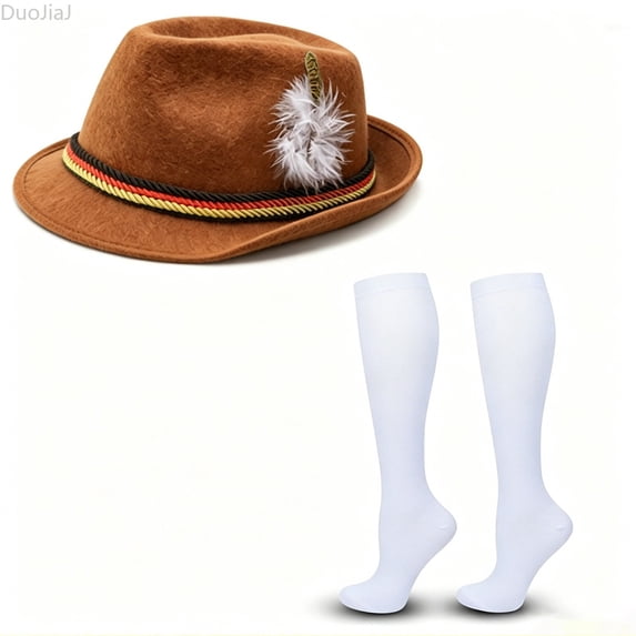DuoJiaJ Unisex Oktoberfest Hat Set, Bavarian Headwear for Festival Attire Yellow One Size