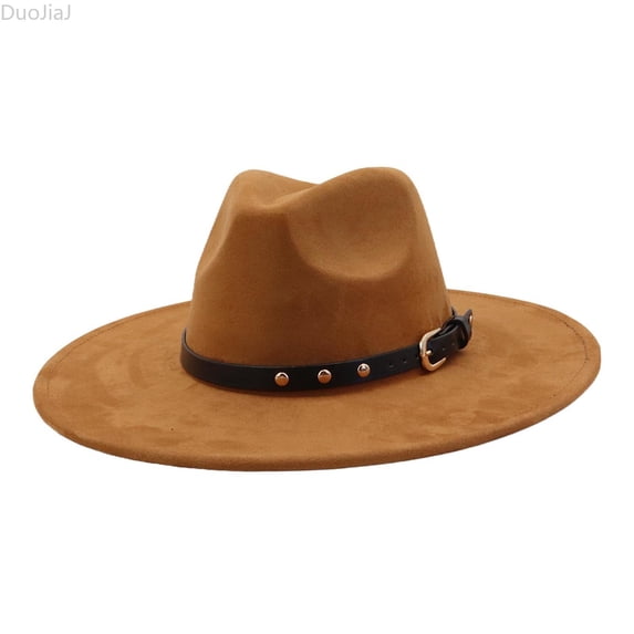 DuoJiaJ Unisex Wide Brim Fedora, Felt Flat Jazz Hat with Ethnic Design Unisex Yellow One Size