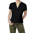 thumbnail image 1 of DuoJiaJ V Neck Loose Fit Tail Hem Short Sleeve Blouse For Women Casual Summer Top Women’s Crop Tops Black, 1 of 3