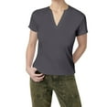 thumbnail image 1 of DuoJiaJ V Neck Loose Fit Tail Hem Short Sleeve Blouse For Women Casual Summer Top Women’s Crop Tops Gray, 1 of 3