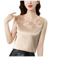 thumbnail image 1 of DuoJiaJ V Neck Net Yarn Short Sleeved T Shirt Women's New Summer Fashion Lace Chic Undershirt Design Feeling Satin With A Coat Women’s Lace Trim Tank Tops, 1 of 3