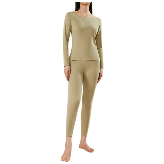 DuoJiaJ Warm Keeping Underwear Sleeve Museum Autumn Clothing Autumn Pants Women's Suite Base Ladies Thermal Underwear Green XXXL