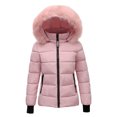 thumbnail image 1 of DuoJiaJ Winter Sweater Coat Warm Thickened Down Jacket Long Sleeve Thermal Overcoat With Faux Hood Womens Fashion Pink XXXXL, 1 of 2